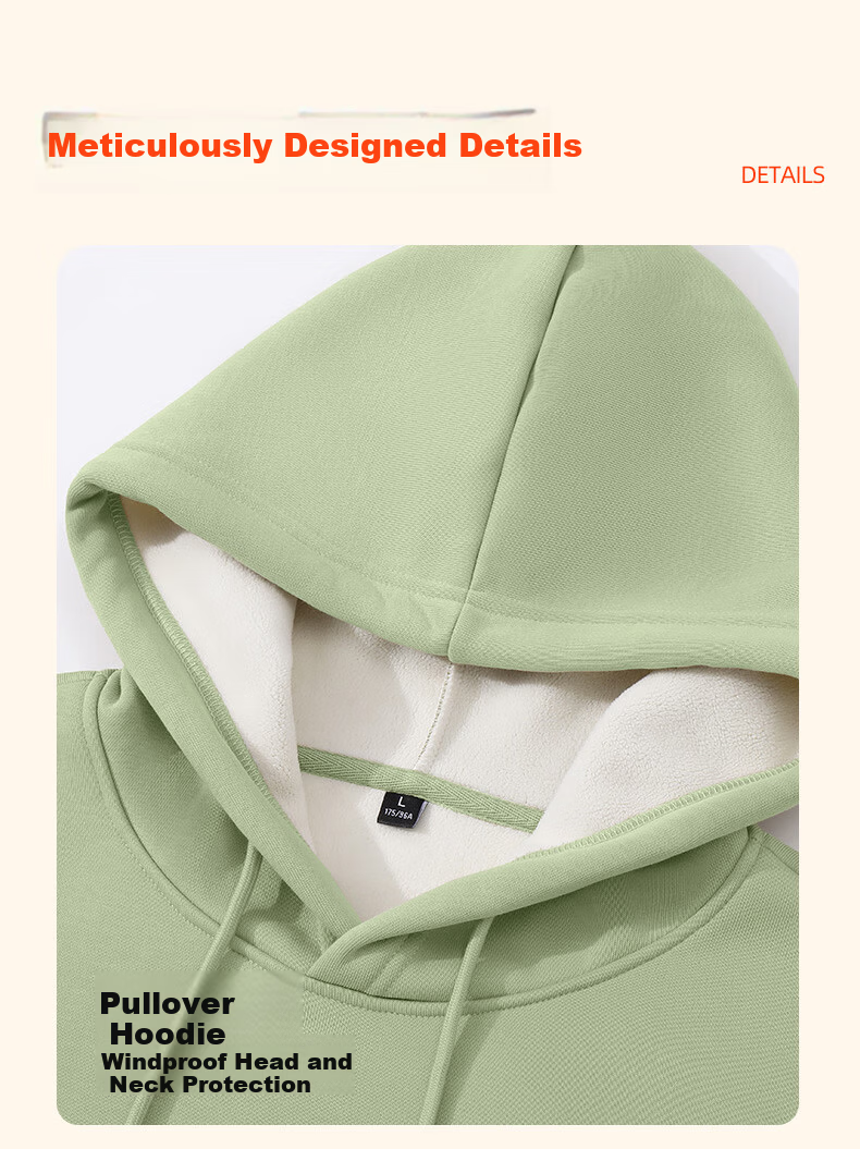 JEANSWEST LIFE Men's Heavyweight Hoodie Autumn Winter 2025 New Thickened Youth Fleece Sweatshirt 7