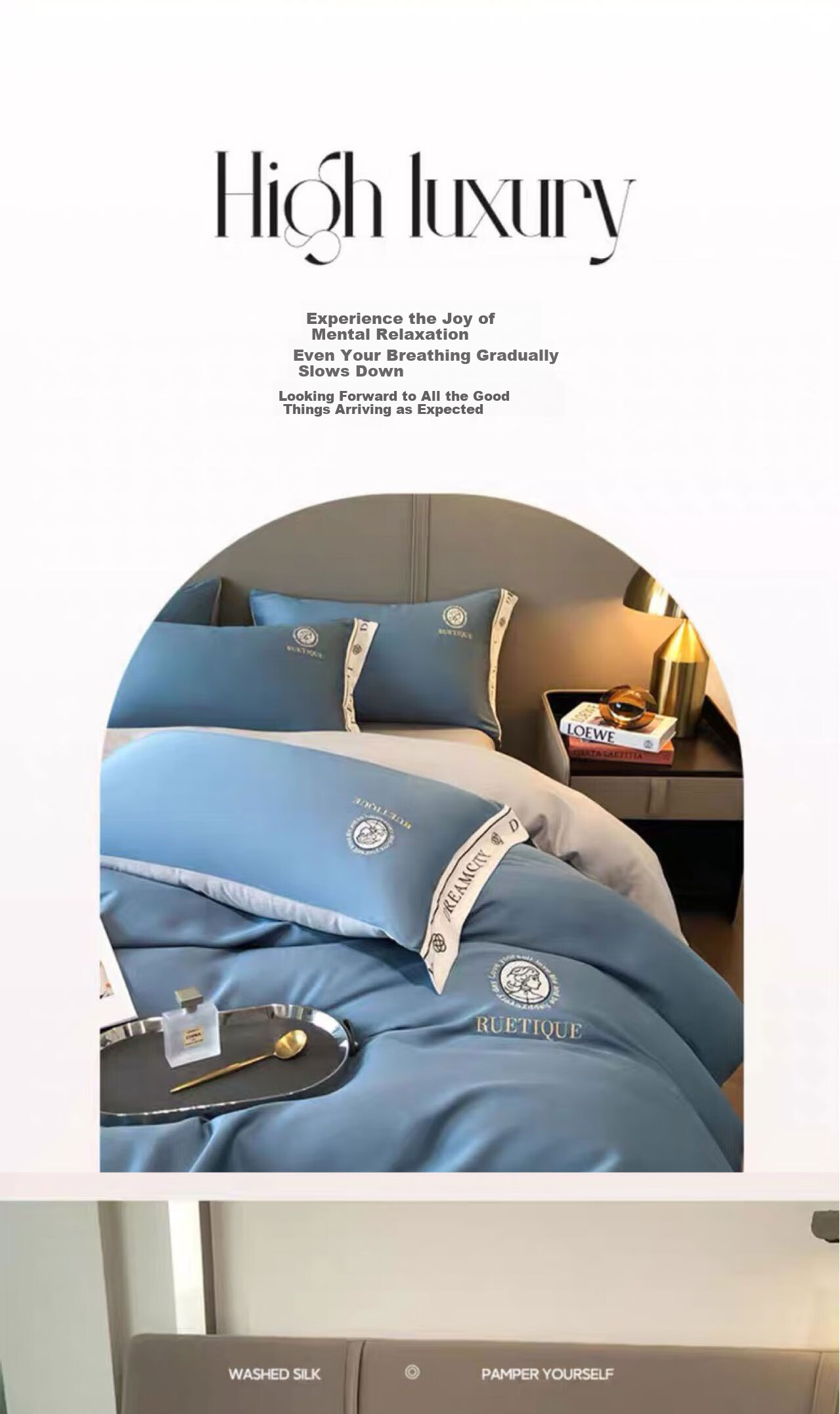 Yalu Bedding Set Four-Piece Sheet Quilt Cover Single Student Dormitory Skin-Friendly Double Home All-Season Ginkgo Leaf - Gray Blue 2