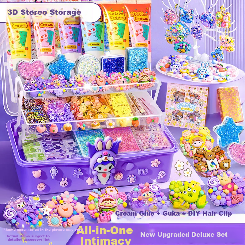 Danmiqi Cream Glue Guca Sticker Full Set Girls DIY Handmade Stickers Pretend Play Toys Girls Birthday Gift