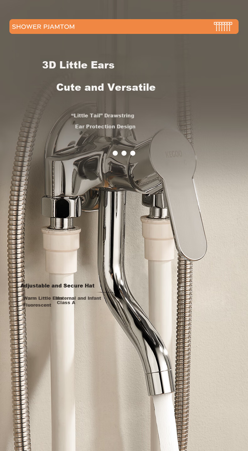 KEGOO Shower Set Complete Exposed Mixer Integrated Shower Booster Head Full Set Bright Silver K4071 11