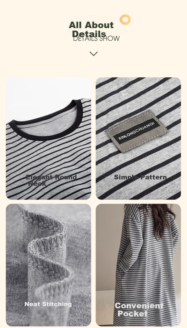 GUJIN Spring Autumn New Pure Cotton Women's Long Nightgown Homewear Casual Loose Plus Size Sleepwear with Chest Pad L 7