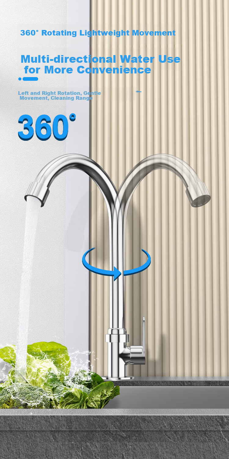 MJONI Kitchen Faucet Stainless Steel Single Cold Bubble Water Tap for Sink YLSDA 4