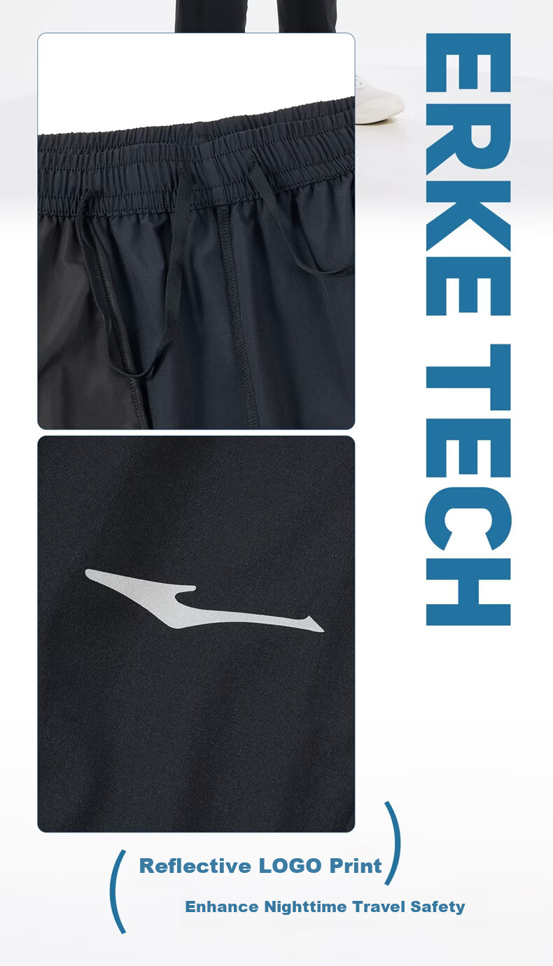 ERKE Woven Nine-Point Pants Spring Moisture-Wicking Quick-Dry Sports Pants Four-Way Stretch Ice-Feel Casual Straight Sun-Protective Pants for Men 11