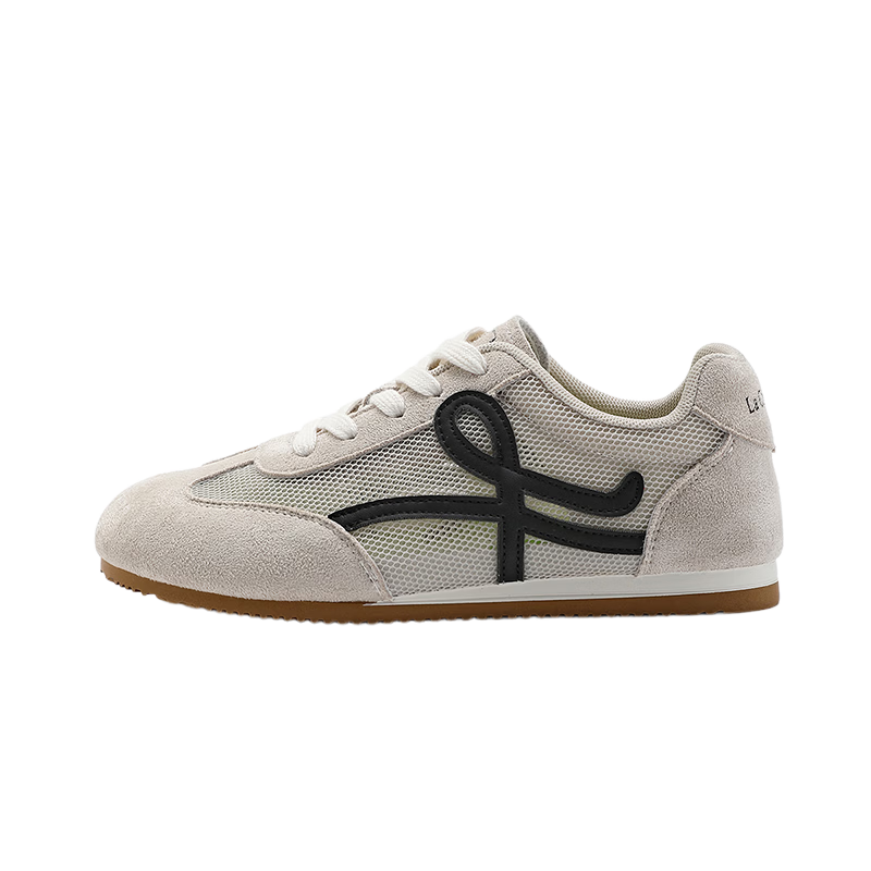 La Chapelle Women's Casual Shoes New Summer Soft Sole Versatile Sports Popular Sneakers 869TW Beige Gray Black - Breathable Mesh Size 37