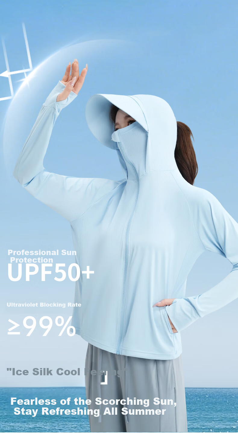 LangSha Women's Sunscreen Jacket Spring Summer Ice Silk Cooling UV Protection Breathable Comfortable Outdoor Skin Jacket 543 1