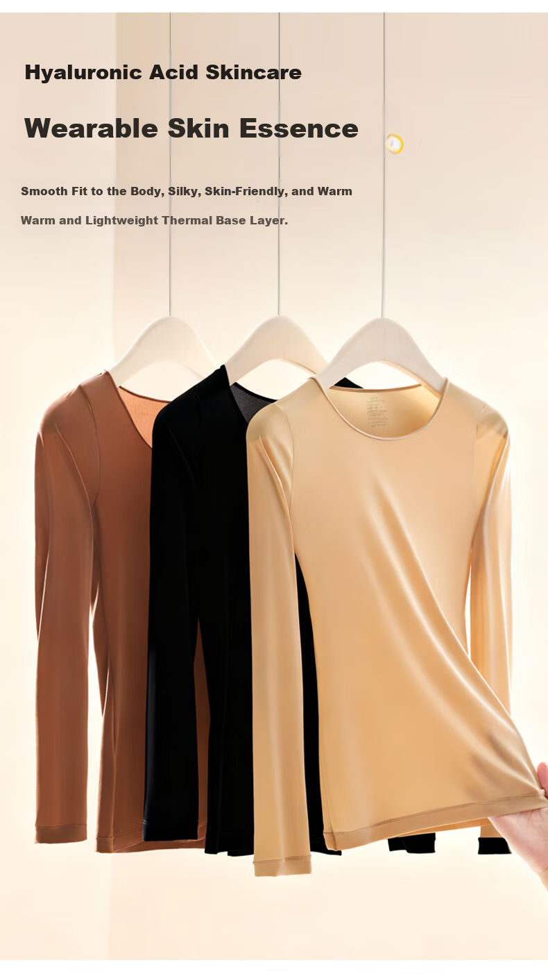 Herbal Original Ultra-Thin Thermal Skin-Enhancing Set Women's Autumn Top and Bottom Hyaluronic Acid Invisible Seamless Warm Versatile Spring New Arrival 11