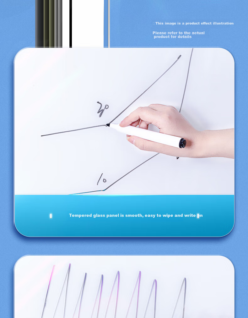 Deli Wall-Mounted Whiteboard 120x90cm Full-Screen Magnetic Tempered Glass Hanging Whiteboard Office Meeting Writing Board Blackboard (Includes Eraser, Marker, Magnetic Pins) MZ101 13