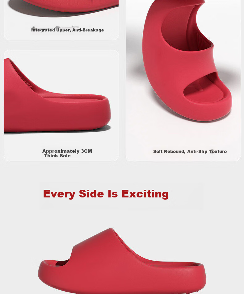 XGGC Red Slippers for the Year of Birth Women Indoor Home Non-Slip Couple Thick Sole Wedding Sandals Men Red 36-37 13