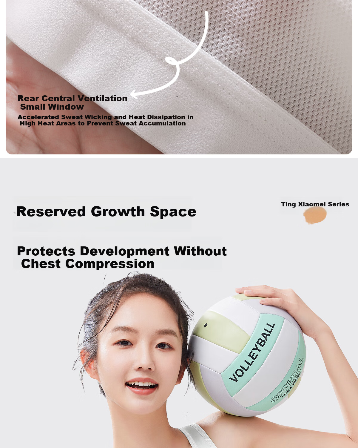 GRACEWELL Silk Antibacterial Girls' Sports Bra Shockproof Developmental Fixed Cup Vest Skin 2XL 6