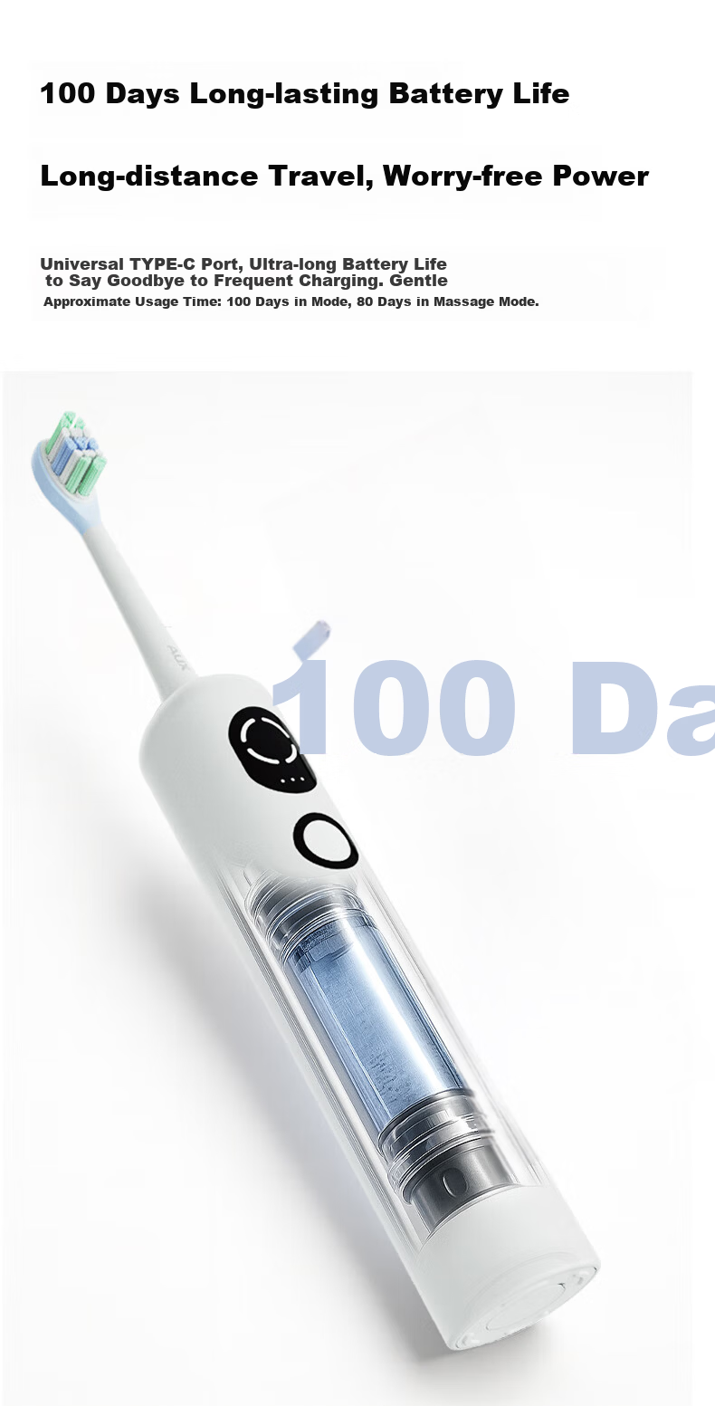 AUX S08 Electric Toothbrush - 60-Day Long Battery Life, Fast Charging, Deep Cleaning, Student/Adult Gift Recommendation, Champagne Gold - Women's Day Gift 7