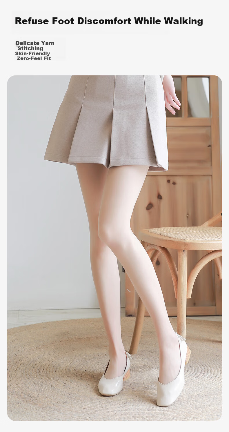 LangSha Thin Silk Stockings Spring and Autumn 7A Antibacterial Anti-Snag Over-the-Knee Long Pantyhose Sexy Nude and Black Tights for Women 7