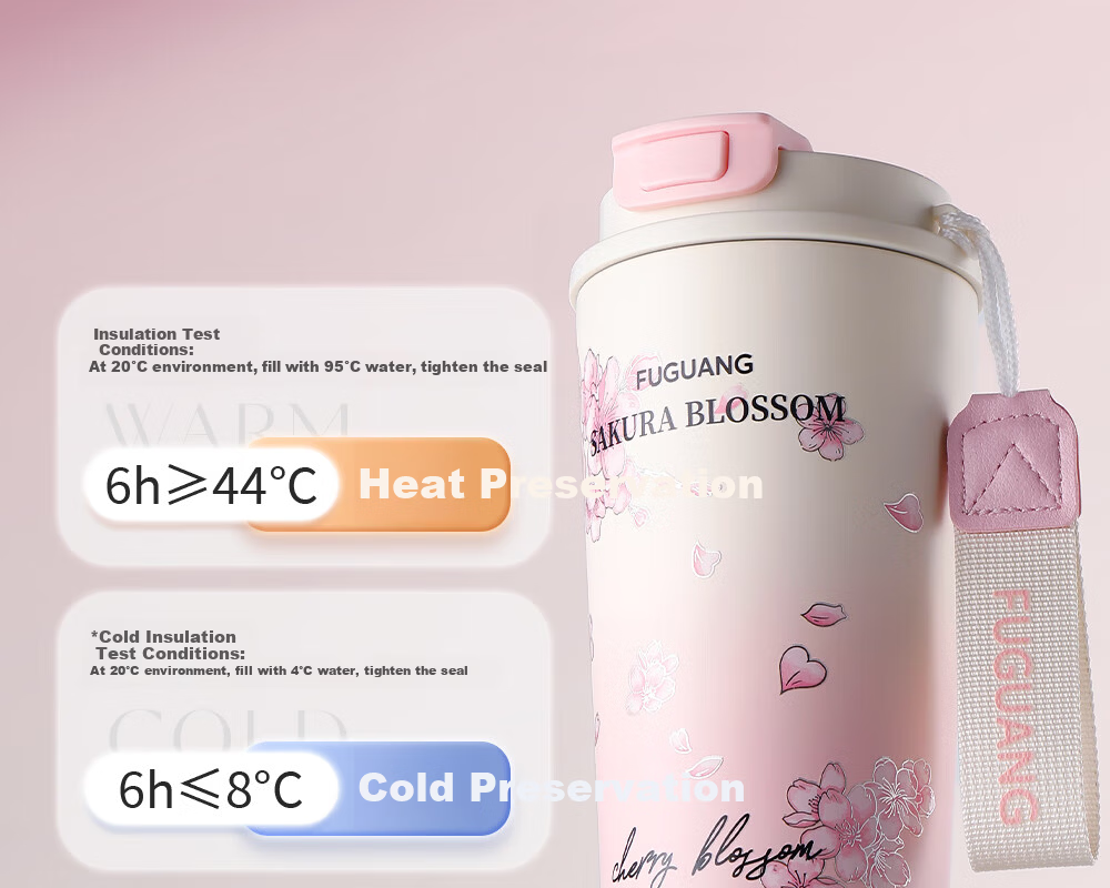 Fuguang Insulated Coffee Water Bottle for Women 316L Stainless Steel High-Quality Large Capacity Straw Car Travel Tea Cup Gift 10