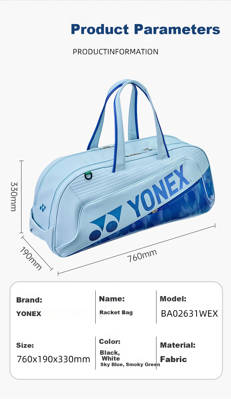 YONEX Multifunctional Large Capacity Badminton Bag BA02631WEX Smoky Green 4