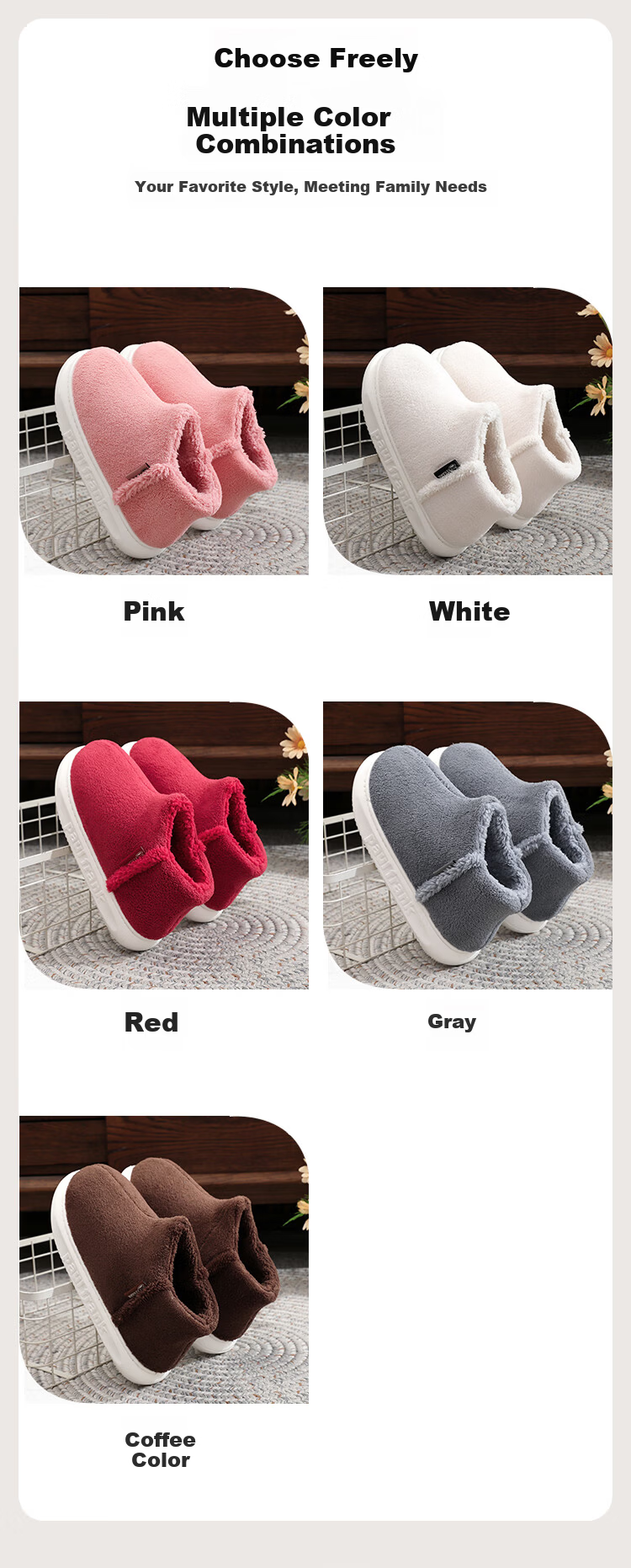 Paul Frank Authentic Autumn Winter Cotton Shoes with Back Strap Unisex Outdoor Non-Slip Fleece Warmth Thick Sole Red Size 40-41 3