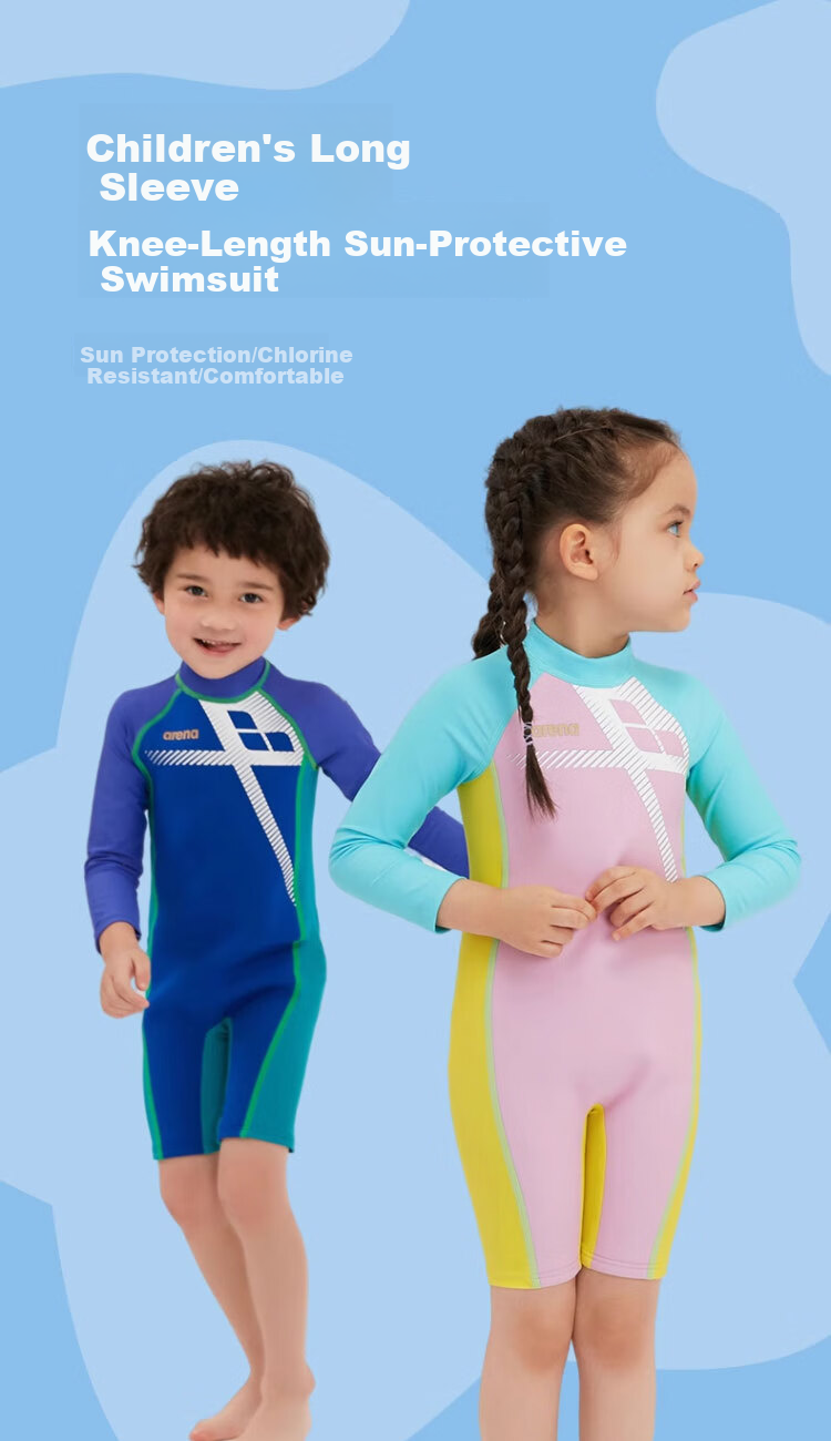 Arena Kids Unisex One-Piece Sun Protection Quick-Dry Long Sleeve Soft Durable Surfing Swimsuit 1