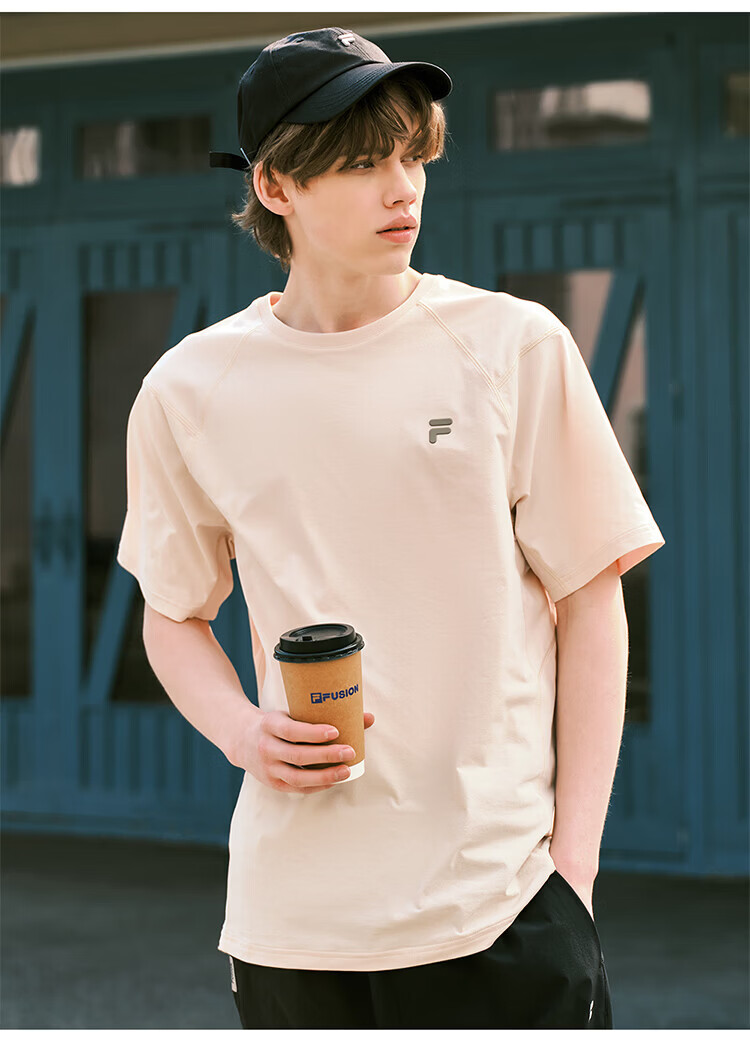 FILA Official Trendy Couple Knitted Dopamine Short Sleeve T-Shirt 26 Summer Quick-Dry Sports Tee 21