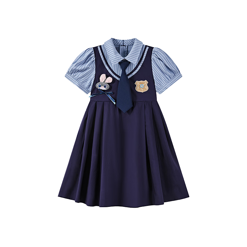 Disney Girls Summer Dress 2026 New Judy Bunny Police Officer Costume Academy Style Two-Piece Vest Dress