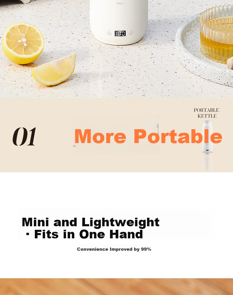 ROYALTY LINE Portable Electric Water Heater Cup Small Electric Kettle Travel Electric Cup Smart Thermostat 304 Stainless Steel Kettle 0.45L 6