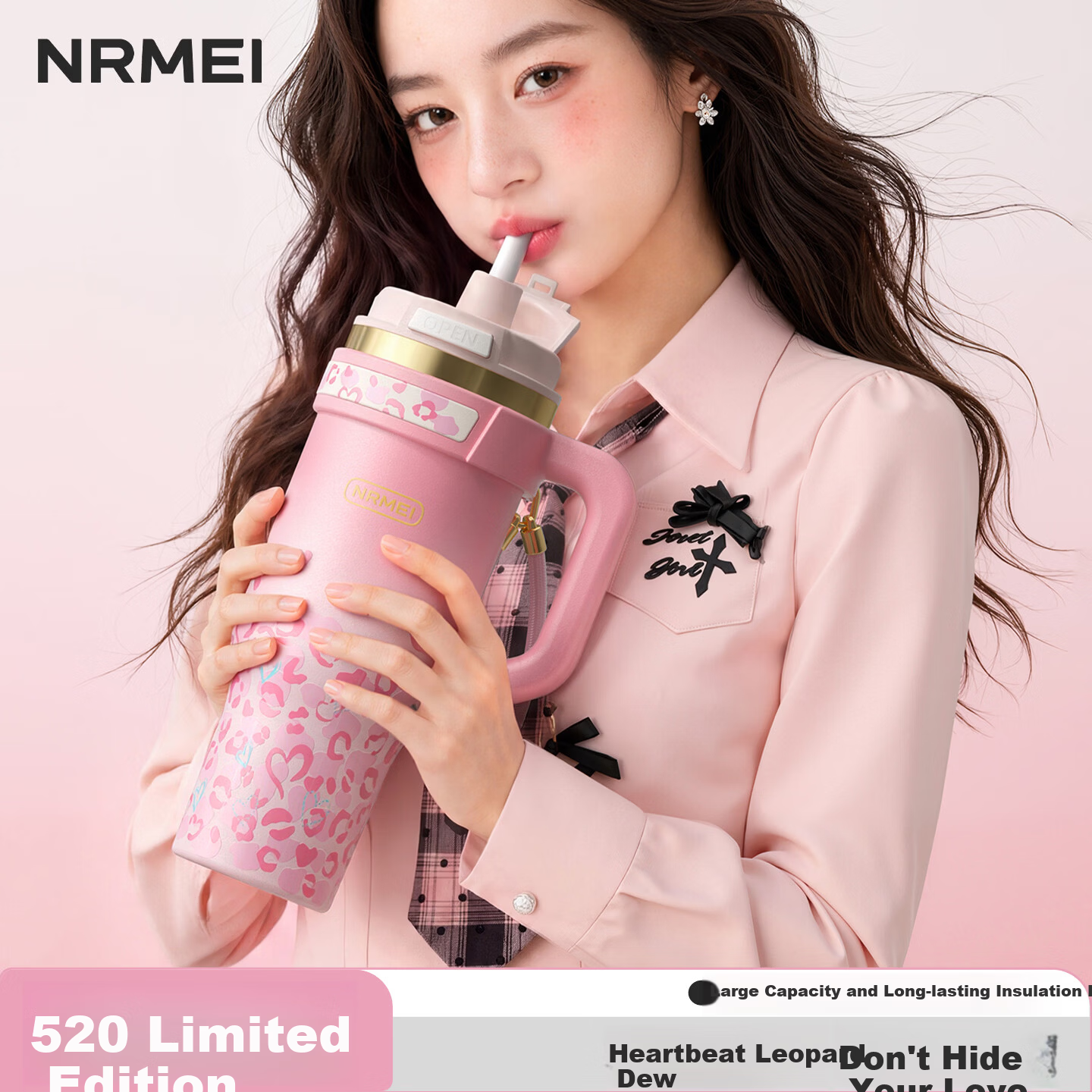 NRMEi Insulated Large Capacity Ice Tumbler 520ml Gift for Girlfriend Couples High-Value Birthday Present