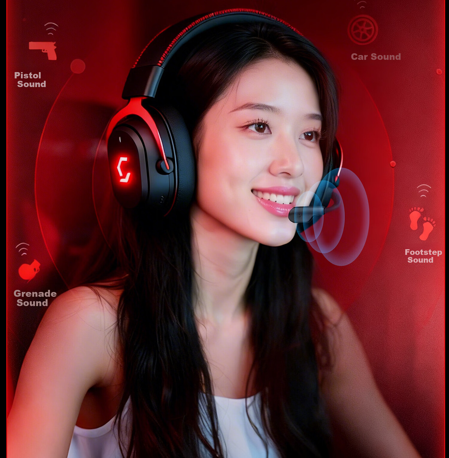 COLORFIRE iGame G169 PRO 7.1 Surround Sound Quad-Mode Wireless Gaming Headset Over-Ear Bluetooth Wired Esports Delta FPS Valorant White Blue 16