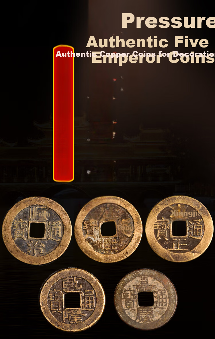 Feng Shui Pavilion Five Emperor Coins Entrance Door Safety Copper Coin Threshold Stone Decorative Doorstep Stone 1