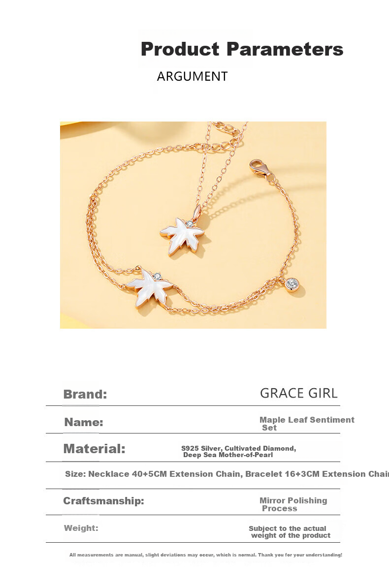 Grace Girl Diamond Maple Leaf Necklace for Women Rose Gold Clavicle Chain Practical Mother's Day 520 Birthday Gift for Girlfriend 9