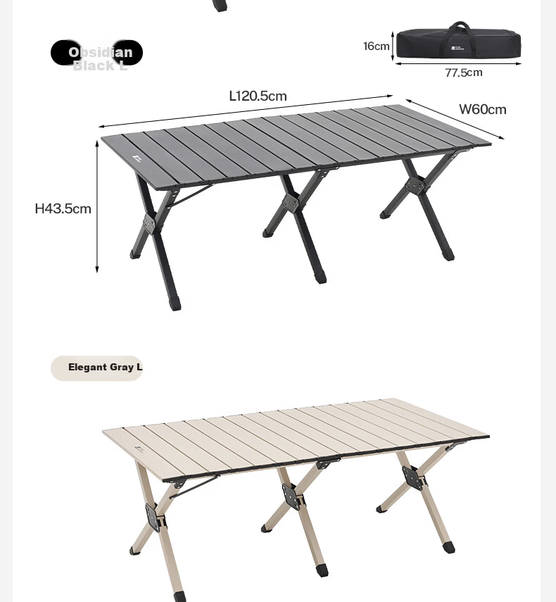 MOBIGARDEN Mountain Stream Carbon Steel Roll-up Table Outdoor Camping Picnic Lightweight Folding Roll-up Table NX25665044 Obsidian Black 9