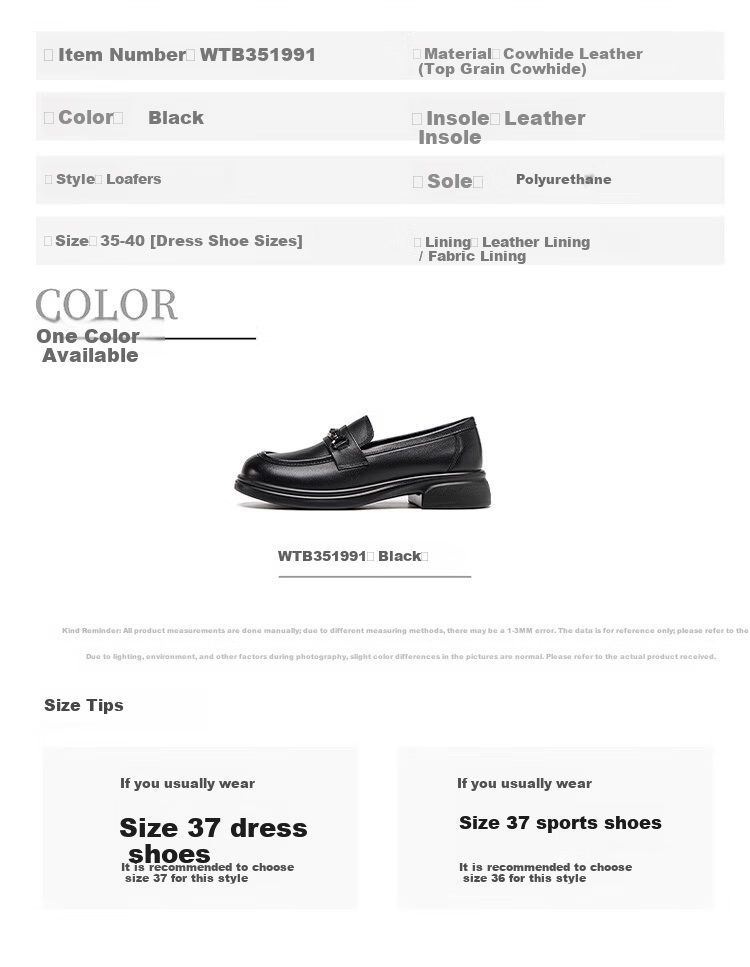 Red Dragonfly Women's Loafers Fashion Versatile Single Shoes Genuine Leather Breathable Comfortable Slip-On WTB351991 Black Size 39 4