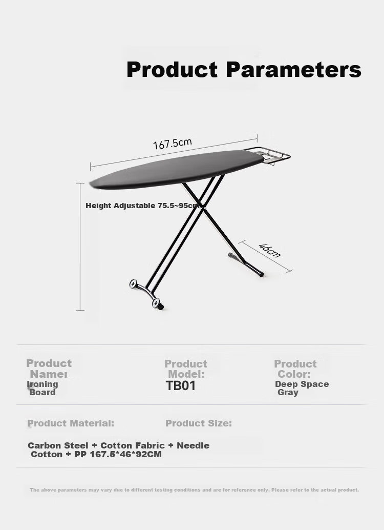 DAEWOO Folding Ironing Board Home Use Vertical Ironing Table Ergonomic Design Adjustable Height Ironing Board TB01 Deep Space Gray 14