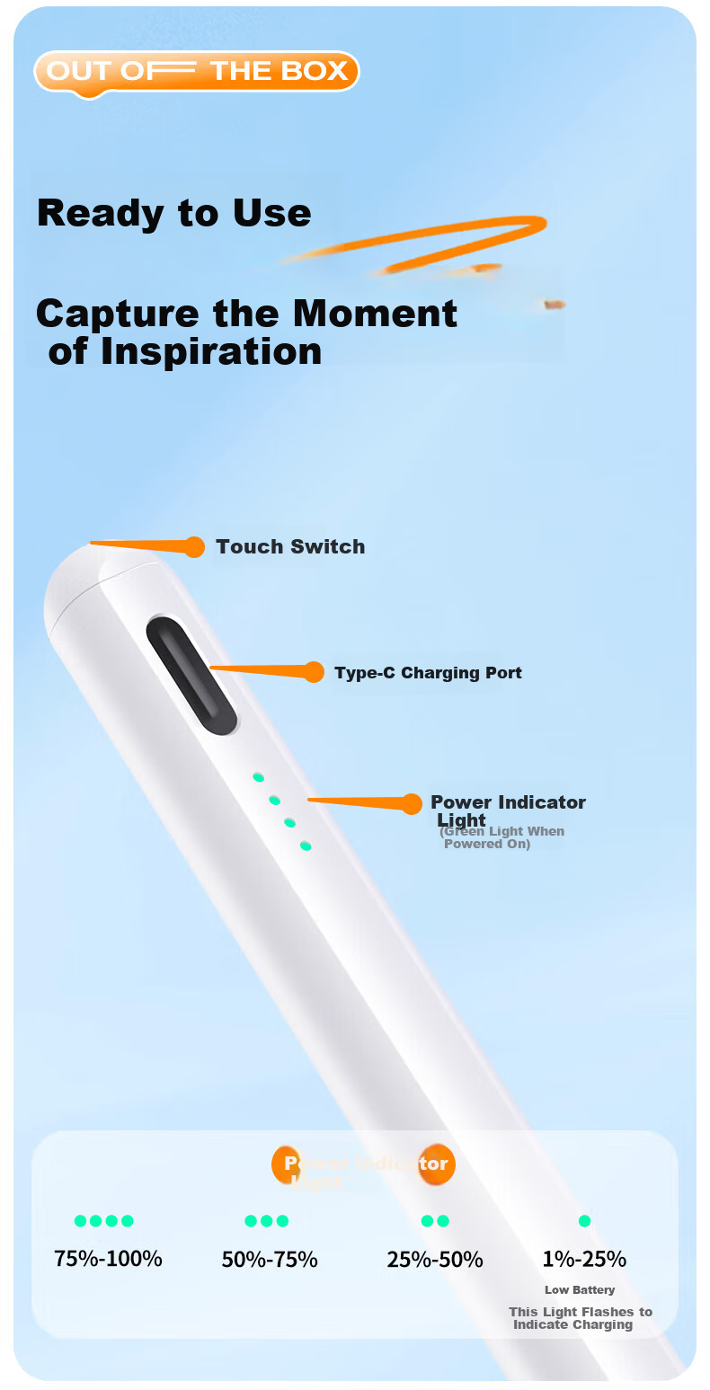 JPLAYER Universal Capacitive Stylus Compatible with IPad Apple/Huawei/Xiaomi Tablets, Third Generation Touch Pen, Microsoft Honor Lenovo Universal Writing Touch Screen Capacitive Stylus 7