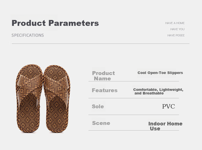 GUOLUOFEI Woven Rattan Summer Indoor Non-Slip Soft Sole Slippers for Men and Women, Diamond Cross Pattern, Size 42-43 4