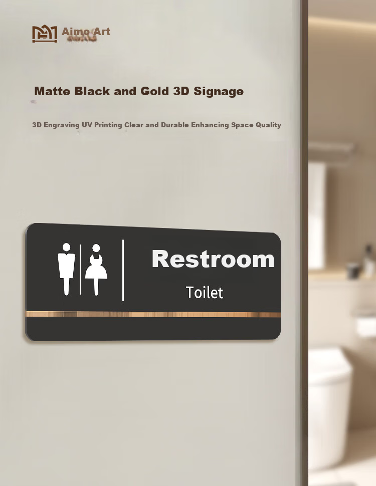 Aimohui Restroom Public Toilet Shopping Mall Sign, Self-Adhesive, Please Flush After Using, Garbage into Trash Can, 20*8cm 1
