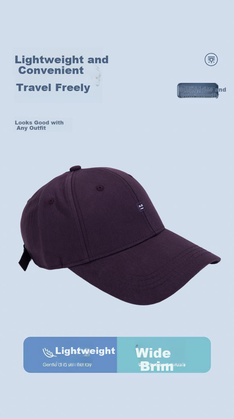 Unisex Embroidered Baseball Cap Spring Summer Slim Face Couple Style Oversized Navy Blue One Size 3