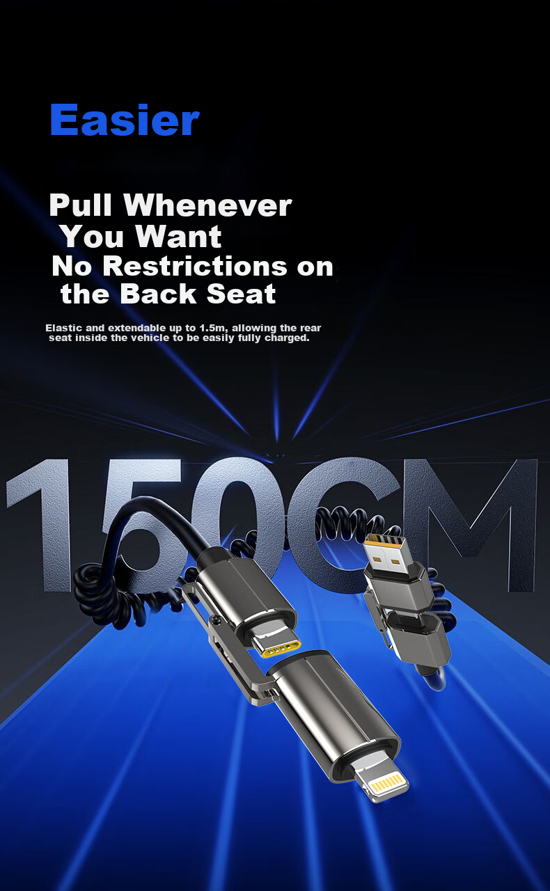 Smorss Magnetic Type-C Charging Cable Dual-Head Type-C Braided 100W Power 5A Current PD Fast Charge Compatible with Apple 15/16/iPad/Laptop/Xiaomi 1m 6