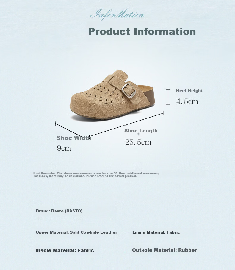 BASTO 26 Summer Birk Style Simple Fashion Retro Casual Women's Slippers D5006BH6 Apricot Size 38 4