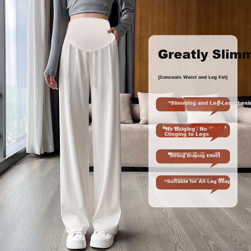 JOYNCLEON Maternity Pants Spring Summer Petite Casual Wide-Leg Leggings Outerwear Pants Beige 2XL Jyk86701