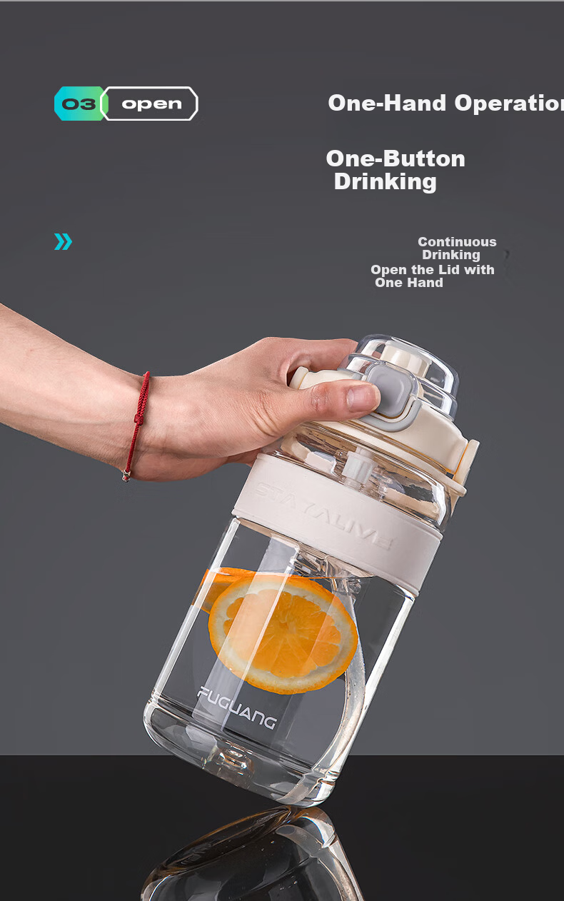Fuguang Large Capacity Plastic Tritan Water Bottle for Men Students Summer Fitness Sports Cup 3