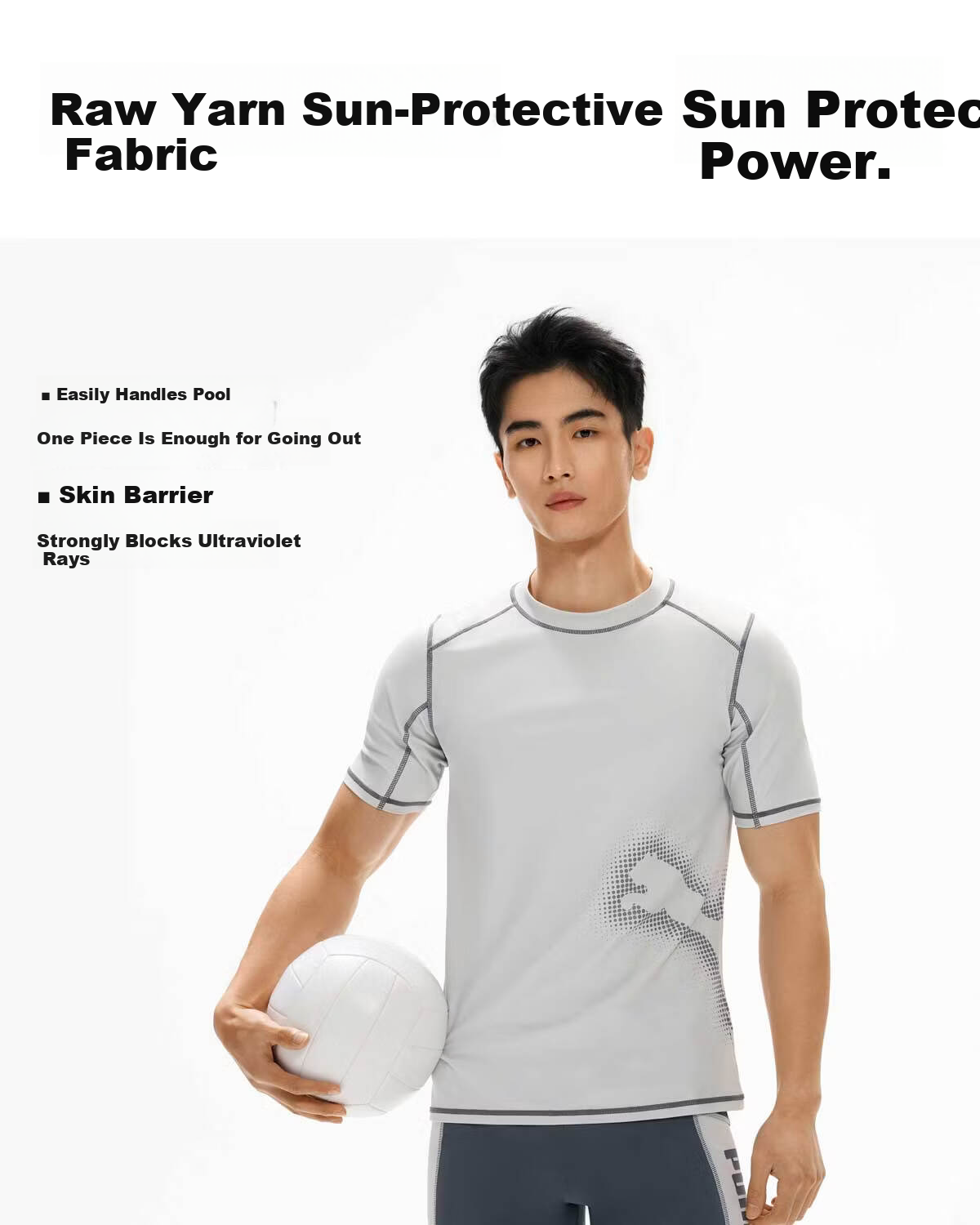 PUMA Men's Short Sleeve Swimwear UV Protection High Elastic Breathable Professional Training Slim Fit Cooling Short Sleeve Swimsuit 9