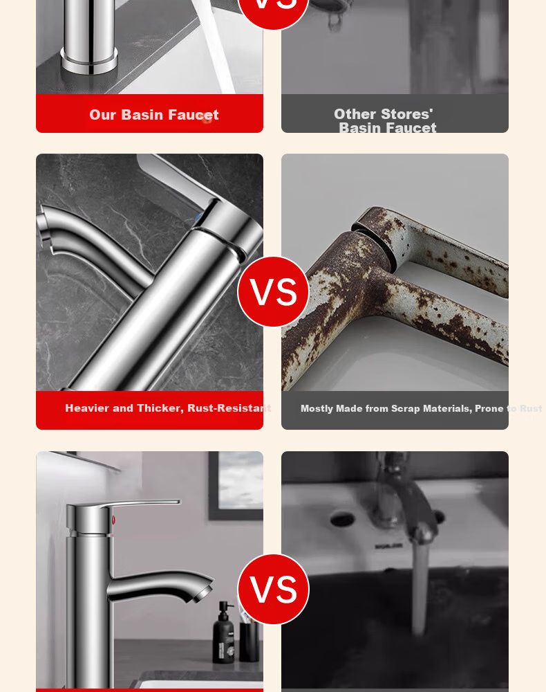 Yipinyinxiang Bathroom Faucet, Hot And Cold Basin Tap, Double Or Triple Hole Washbasin Faucet, Bathroom Tap 12