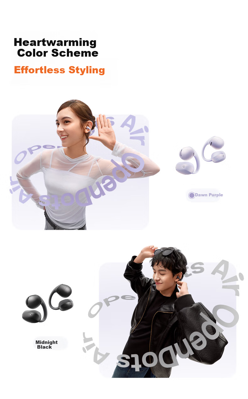 SHOKZ OpenDots Air Open-Ear Bluetooth Earbuds Wireless Clip-On Bluetooth Running Sports Earphones Dawn Purple 7