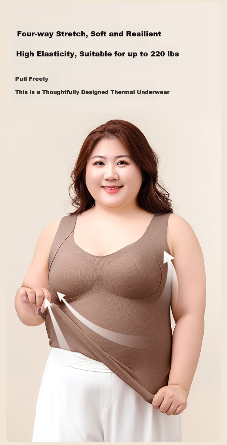 FitonTon Plus Size Warm Vest for Women Fat MM Autumn Winter Wool Silk with Chest Pad Integrated Base Layer Underwear 3XL 3