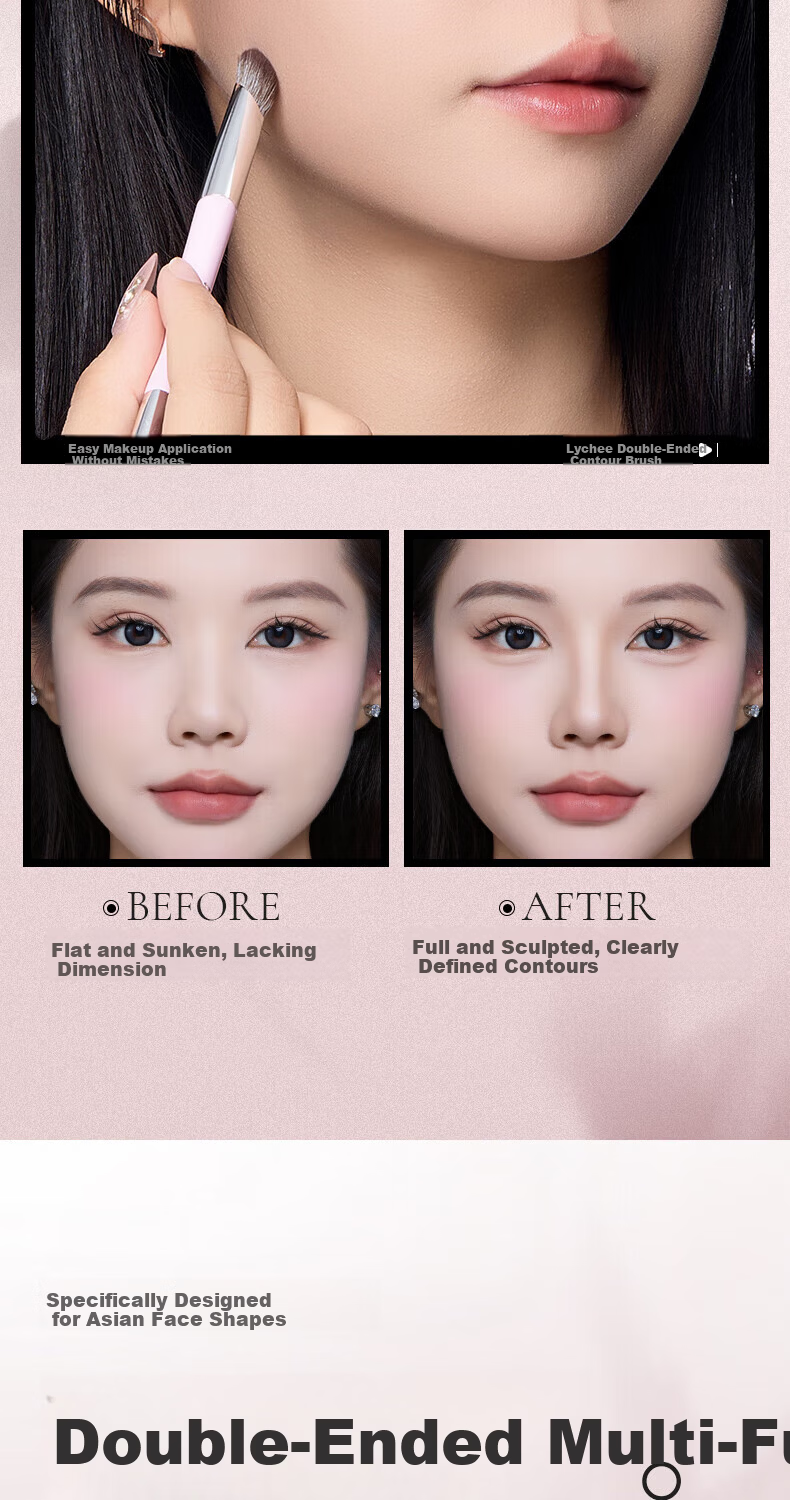 Litchi Double-Ended Contour Concealer Eye Shadow Blending Face Shaping Makeup Brush 1 Piece 6