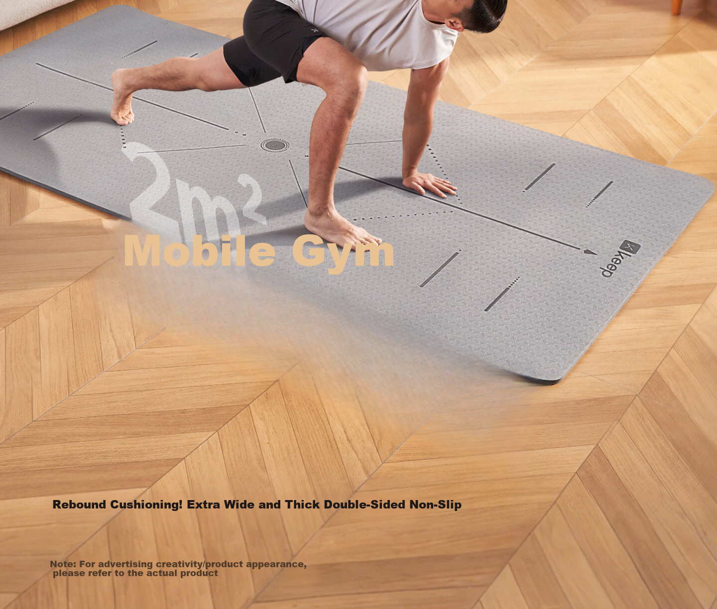 Keep Yoga Mat Fitness Mat for Men And Women, Non-Slip Professional Thickened 12mm Extended 2-Meter Exercise Shock-Absorbing Soundproof Aerobics Mat 2