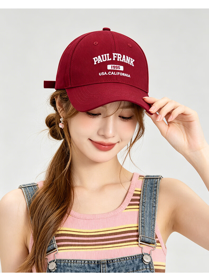 Paul Frank Men's Summer Sun Protection Baseball Cap Duckbill Hat Trendy Versatile Letter Embroidered Cotton Sunshade Hat 9
