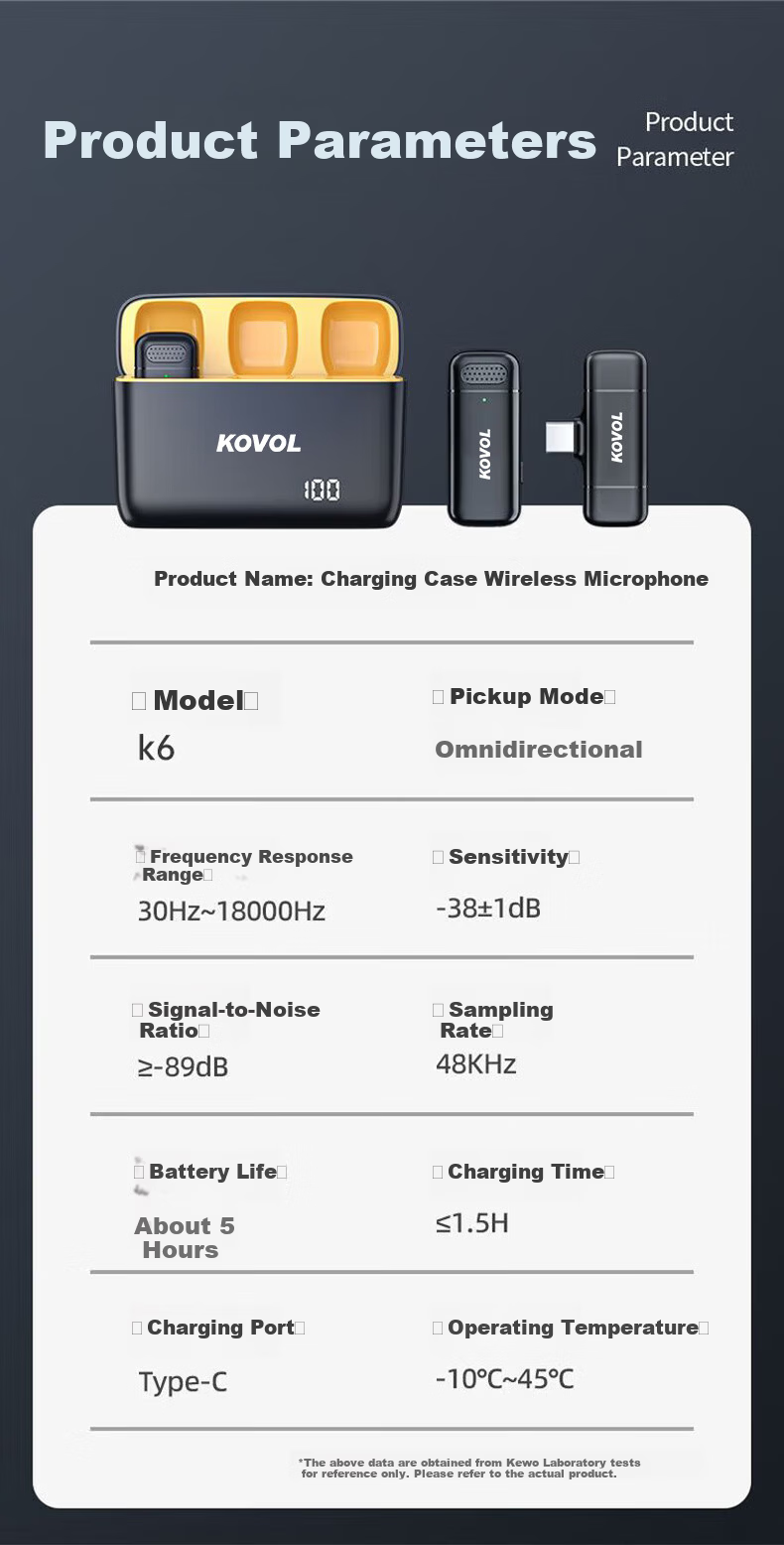 KOVOL [Ultra-Long Battery Life] Wireless Lavalier Microphone for Live Streaming, Short Video Recording, Outdoor Noise Reduction, Karaoke, And Audio Recording, Professional Microphone with One Transmitter And One Receiver, Compatible with Apple And Android Devices 12