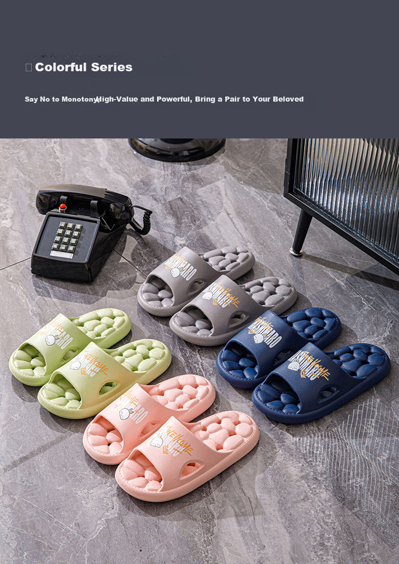 MashiMaro EVA Massage Quick-Dry Water-Draining Home Bathroom Shower Slippers for Men and Women 22