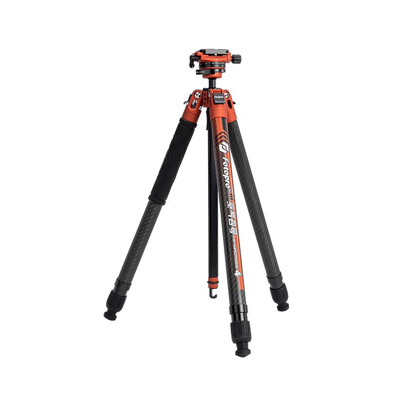 Fotopro Air 4 + 32QR + SJ-8 3K Twill Pure Carbon Fiber Quick-Release Adjustable Monopod Portable Foldable Camera Tripod Flame Orange