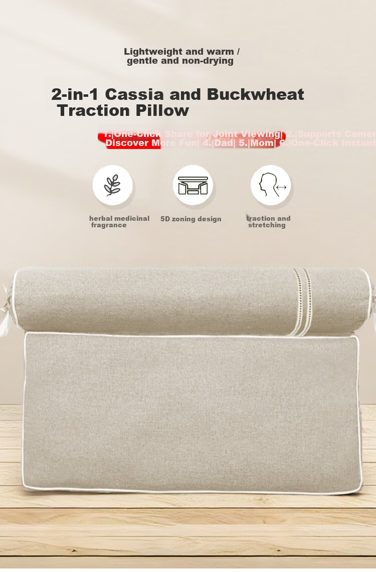 ZiiU Cassia Buckwheat Cervical Pillow Natural Herbal Neck and Waist Support Traction Pillow Pure Cotton Removable Cover Single Pack 1