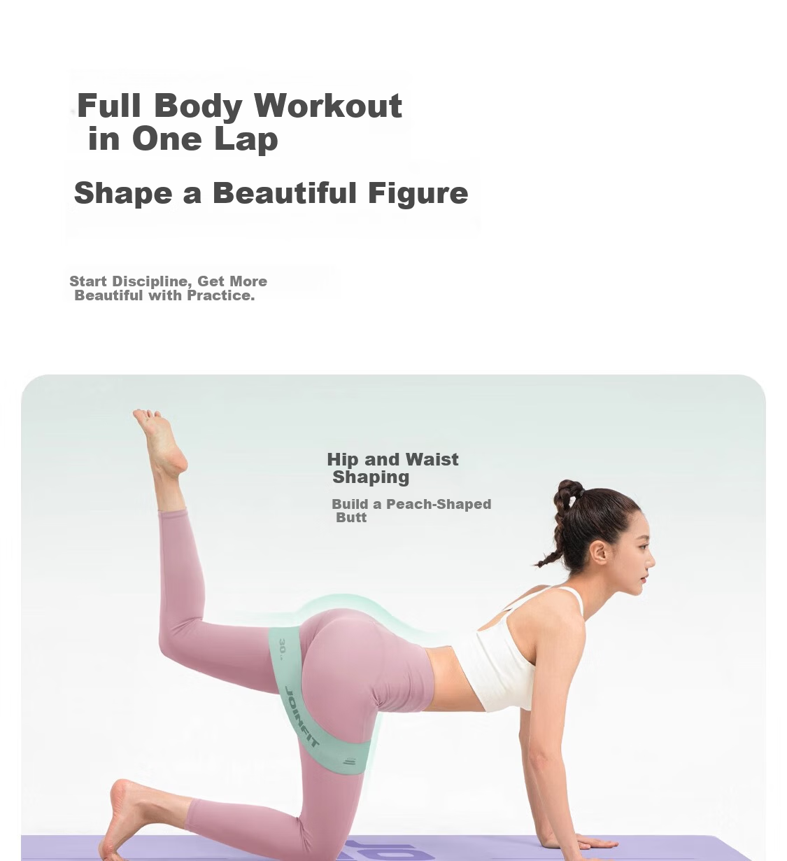 JOINFIT Silicone Resistance Band Fitness Yoga Hip Trainer 20lbs Floral Pink F.R.007A-J 20
