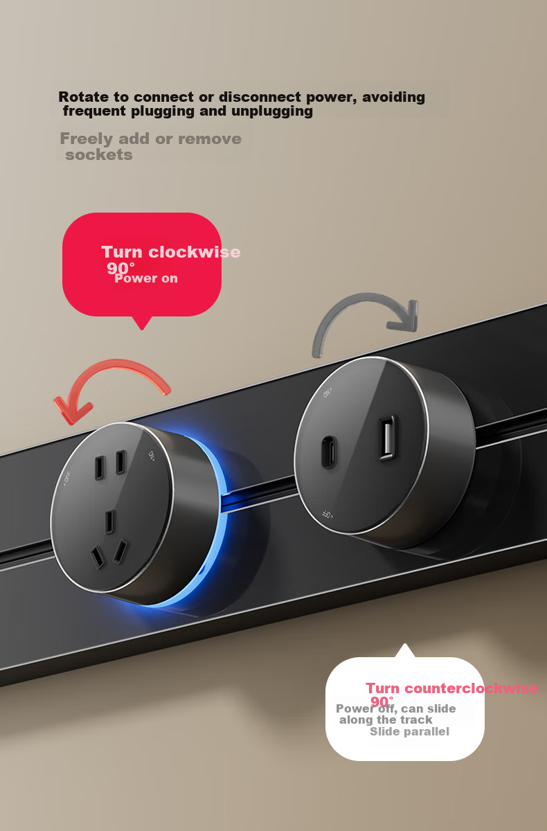 CHIGO Track Socket Tempered Glass Oil-Resistant Kitchen Power Rail Socket Surface Mounted Wall-Mounted Movable Sliding Rail Socket 50cm + 3 Three-Prong Outlets Silver Gray 14